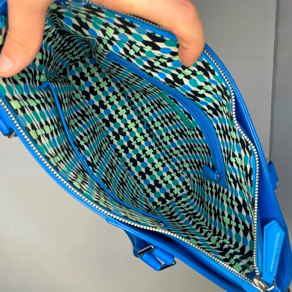 Vera Bradley Coastal Blue Leather Composition Satchel Crossbody & Shoulder Bag - Picture 10 of 14